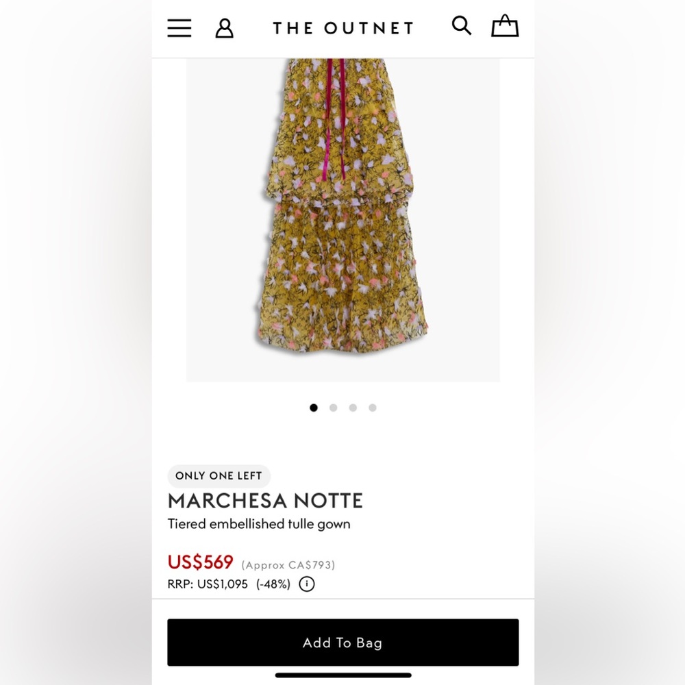 Marchesa Yellow Floral V-Neck Tiered Maxi with Pink Belt - Picture 6 of 11